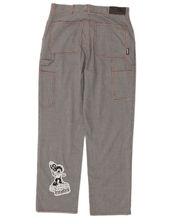 Calça cargo gráfica masculina Pas De Mer W30 L30 preta Houndstooth Cartoon
