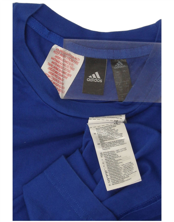 Camiseta Adidas Menino 13-14 Anos Azul Algodão