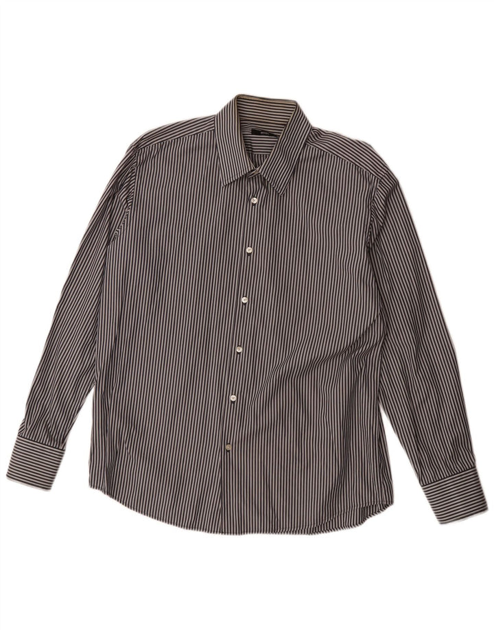 Camisa masculina Hugo Boss tamanho 43 17 XL azul marinho listrado