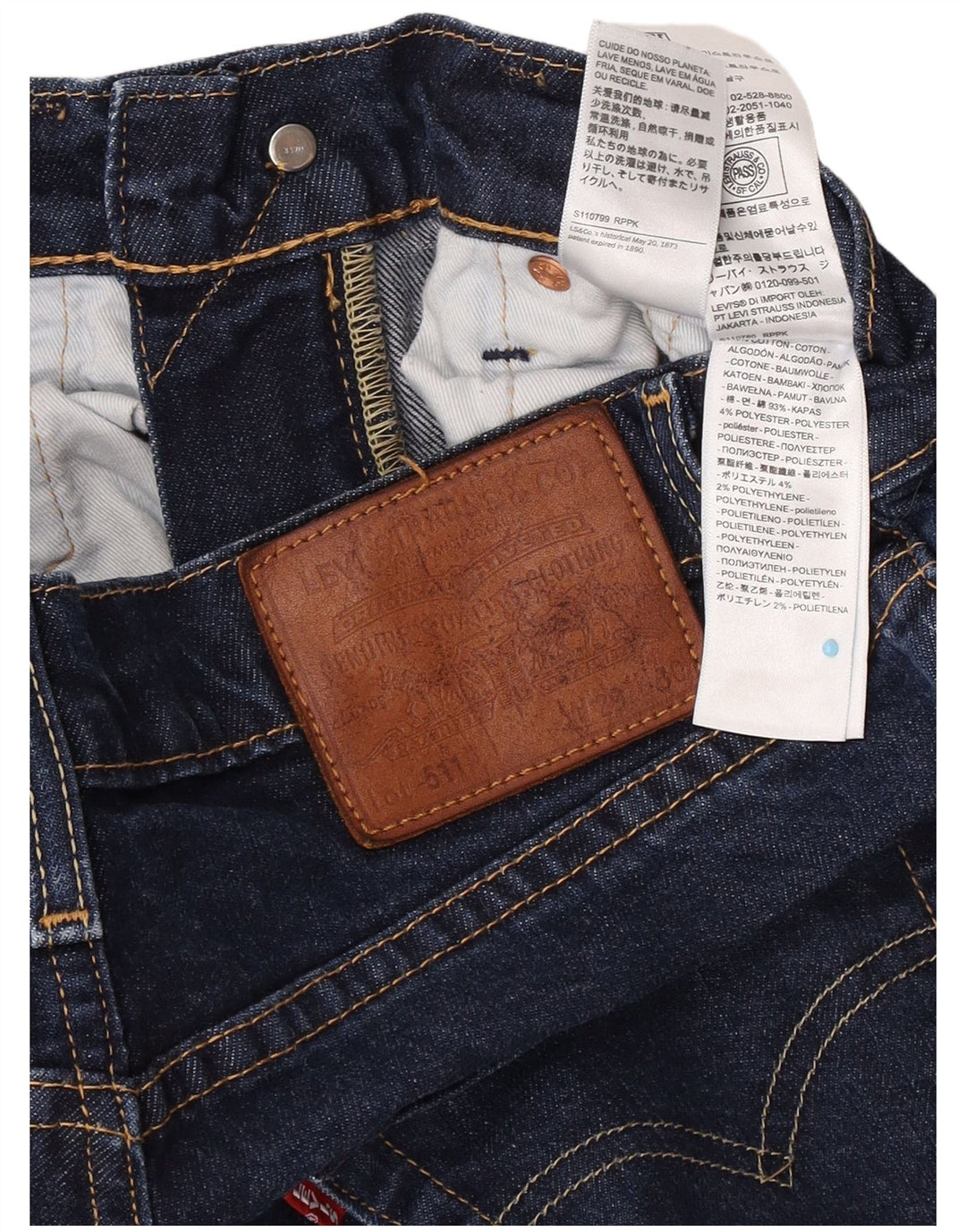 Levi's Masculino 511 Slim Jeans W29 L27 Azul Marinho Algodão