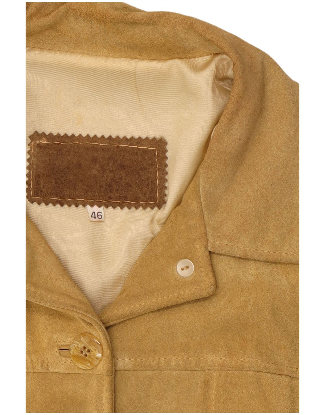 Jaqueta feminina vintage de camurça IT 46 grande couro bege