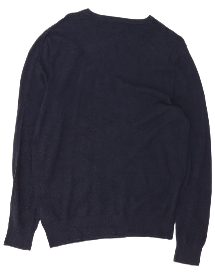 J. CREW Suéter masculino com gola canoa de algodão azul marinho médio