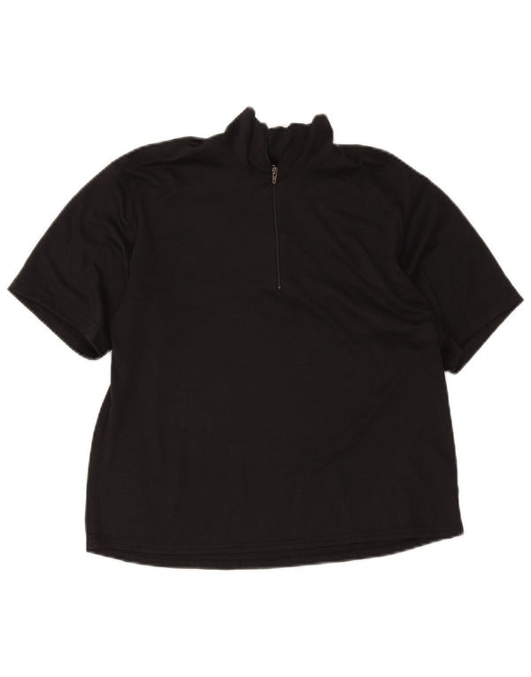 Camiseta feminina Patagonia com zíper e gola alta UK 14 poliéster preto médio