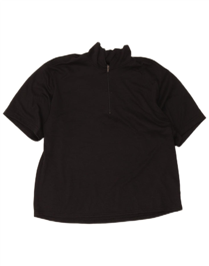 Camiseta feminina Patagonia com zíper e gola alta UK 14 poliéster preto médio