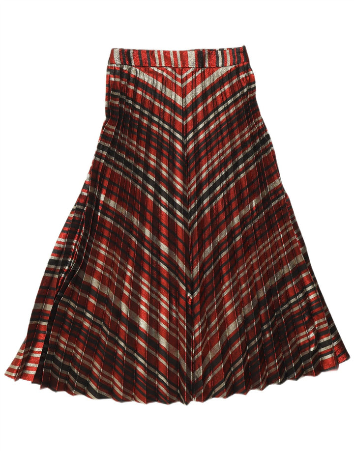 Zara Saia feminina faca plissada pequena W26 poliéster listrado multicolorido