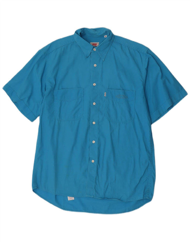 Camisa masculina de manga curta Levi's azul médio algodão