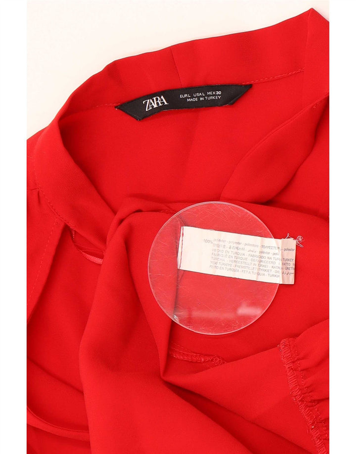 Vestido feminino Zara A-Line UK 16 grande poliéster vermelho