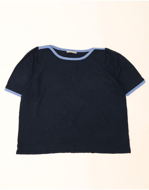 Camiseta feminina Marks & Spencer UK 22 3XL azul marinho viscose