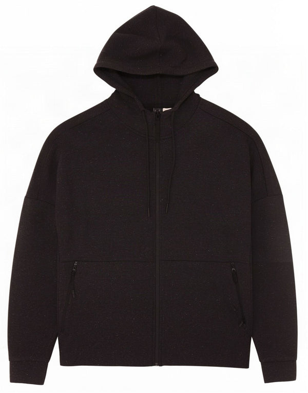 Adidas masculino zip moletom com capuz cinza médio manchado
