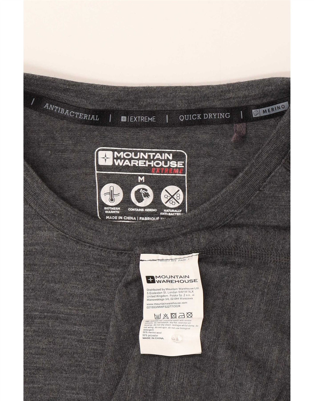 Camiseta masculina Mountain Warehouse Top cinza médio manchado de lã Merino