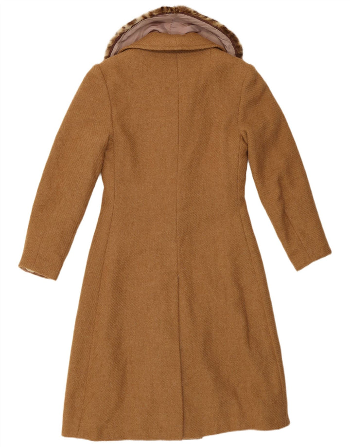 Sobretudo feminino vintage UK 10 pequeno marrom