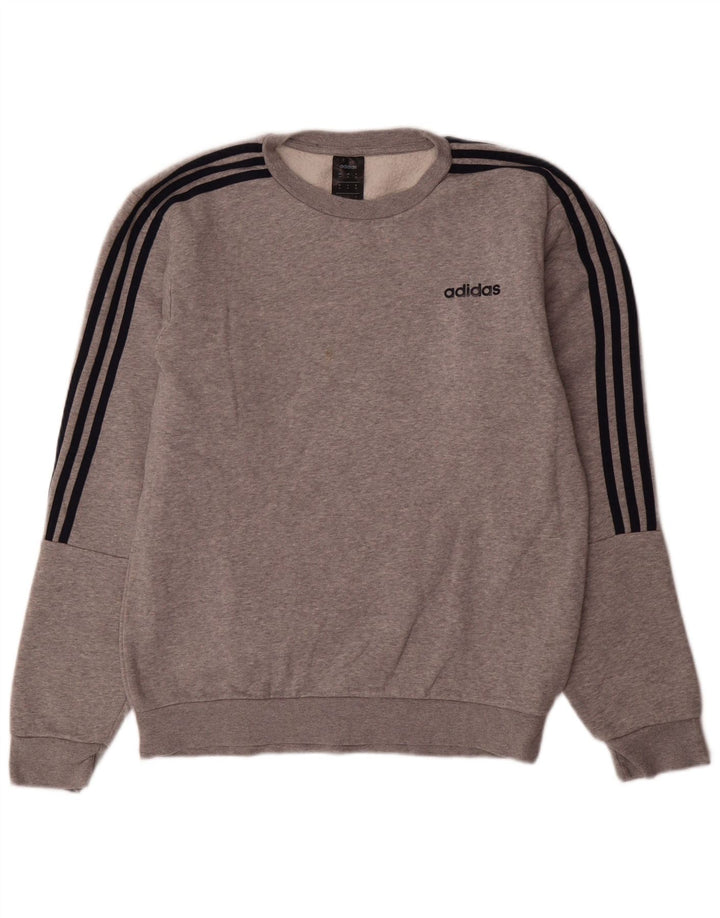 Adidas Mens Moletom Jumper Médio Algodão Cinza
