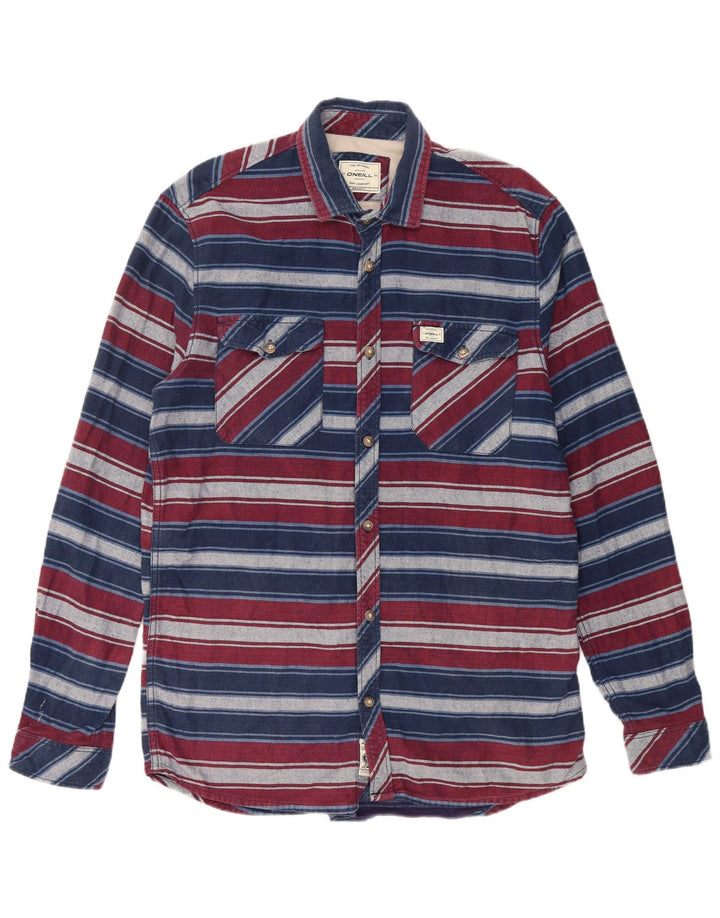Camisa masculina de flanela de ajuste regular O'NEILL XL de algodão listrado multicolorido