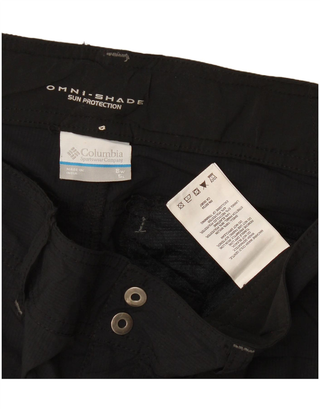 Columbia Womens Omni-Shade Cargo Shorts EUA 8 Médio W34 Preto Nylon