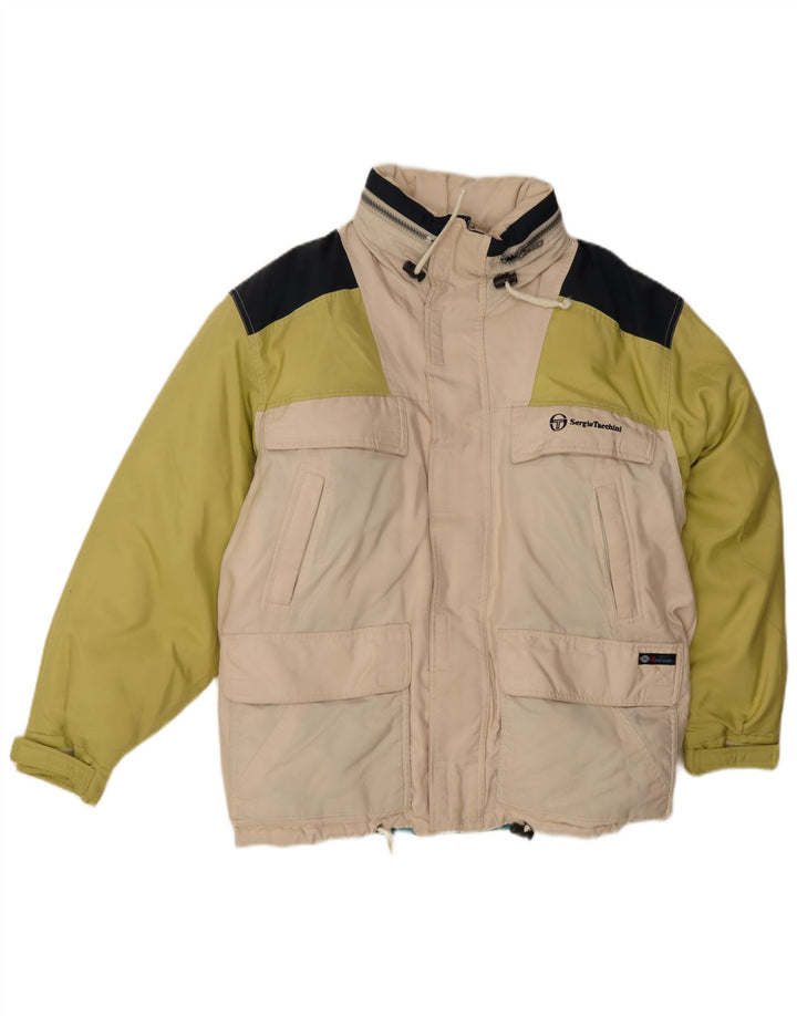 Jaqueta acolchoada masculina Sergio Tacchini UK 38 médio off white colorblock