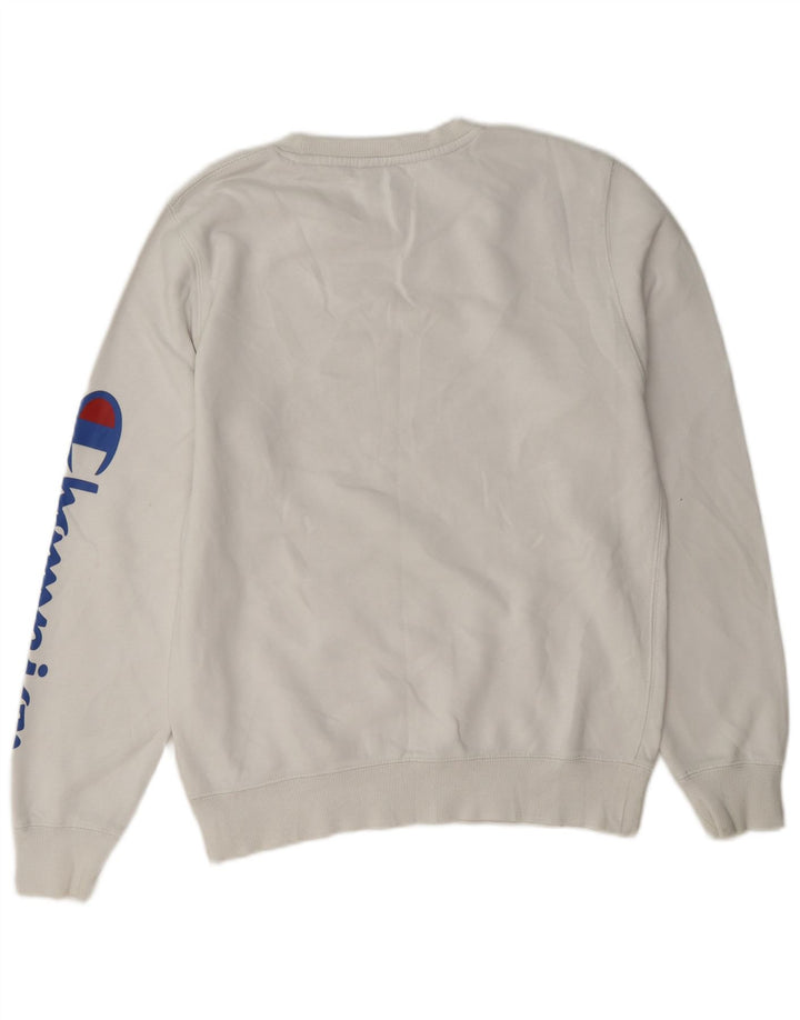 Champion masculino gráfico moletom jumper pequeno algodão branco