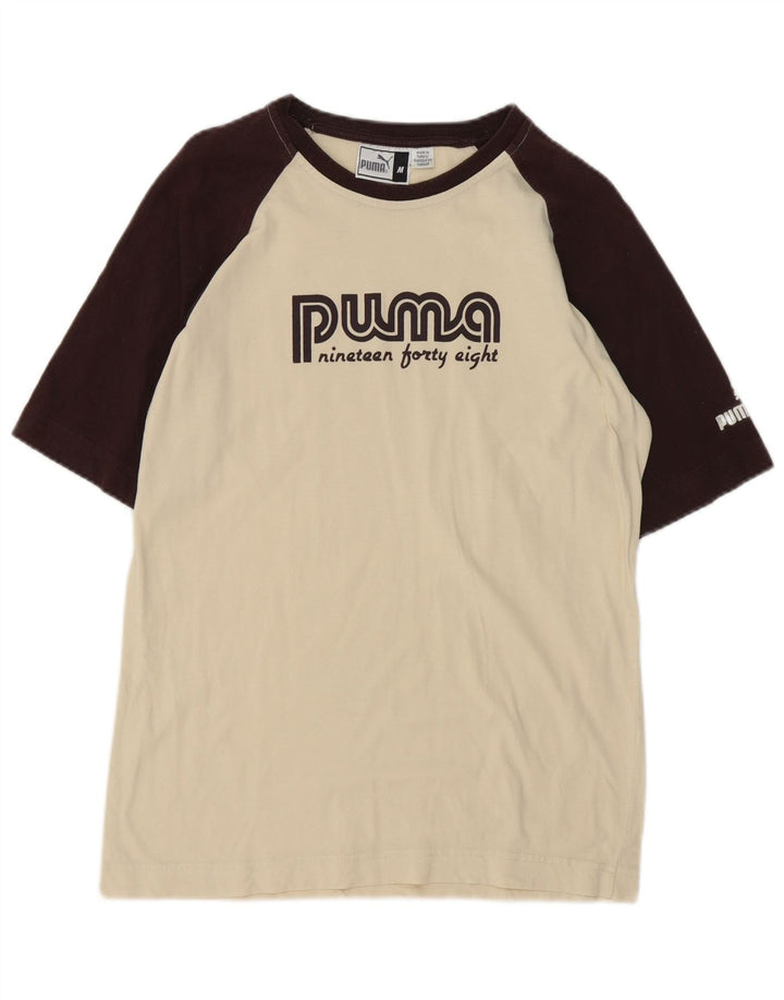 Camiseta masculina Puma Graphic Top médio branco colorblock algodão