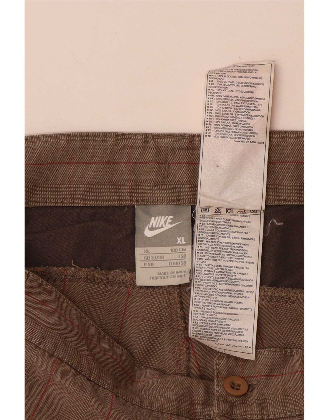 Shorts cargo masculino Nike XL W38 cinza xadrez algodão