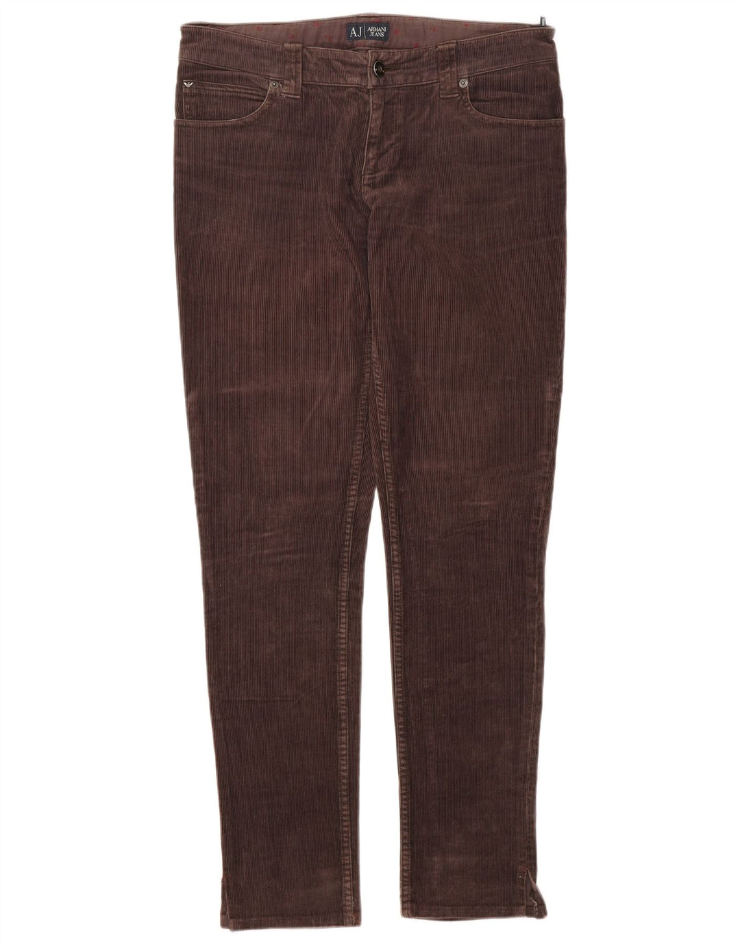 Calça feminina slim de veludo ARMANI W28 L30 marrom
