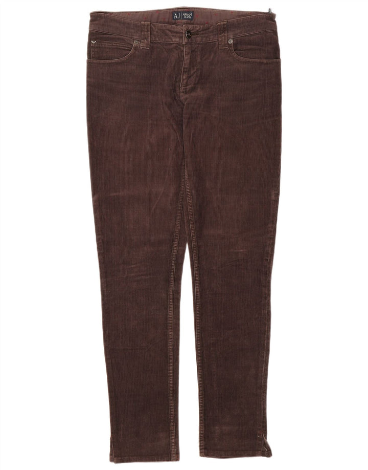 Calça feminina slim de veludo ARMANI W28 L30 marrom