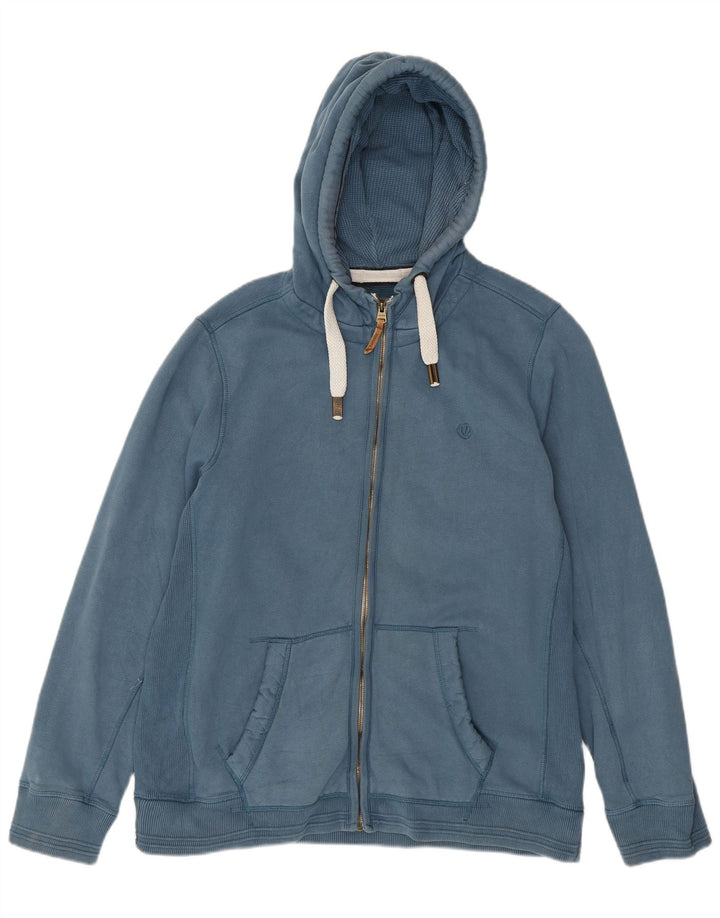 Suéter masculino com capuz e zíper Fat Face XL algodão azul