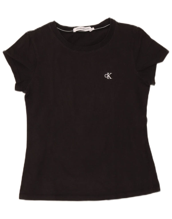 Camiseta feminina Calvin Klein Jeans 10 algodão preto pequeno