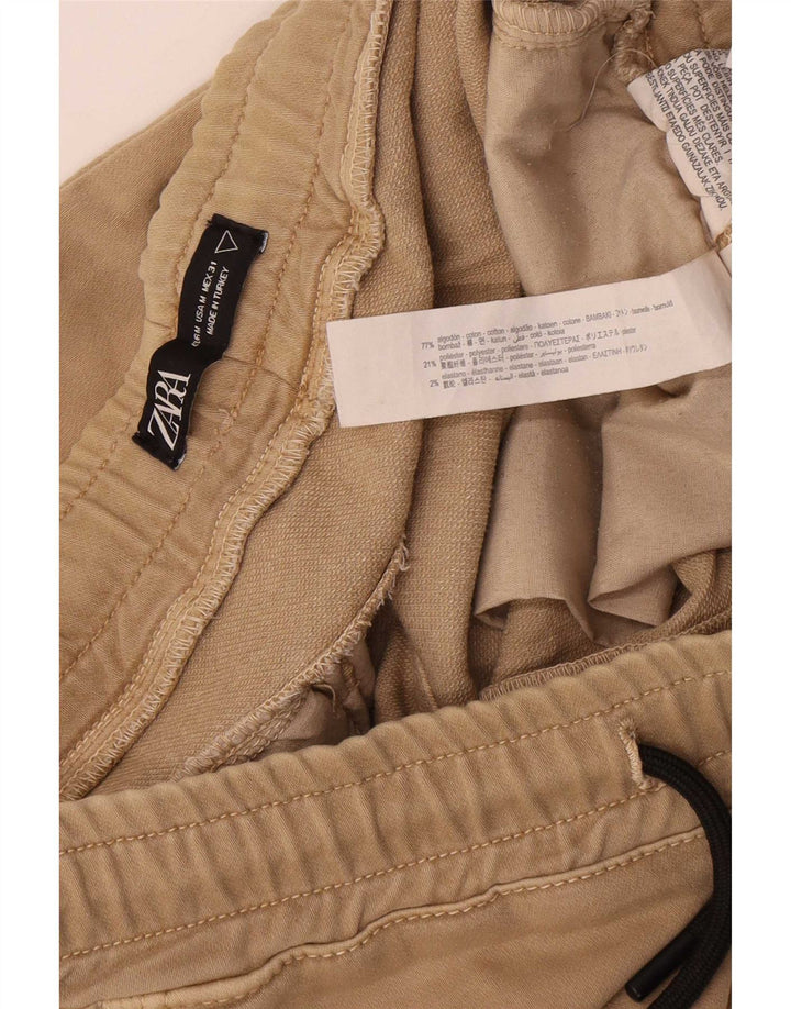 Zara Calça de treino masculina Joggers médio algodão bege