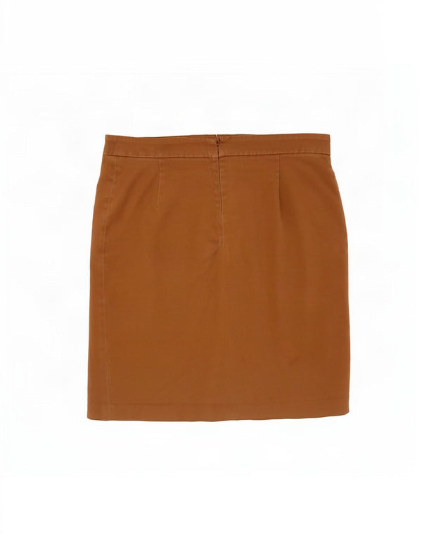 Saia reta feminina Laura Ashley UK 16 grande W36 algodão bege