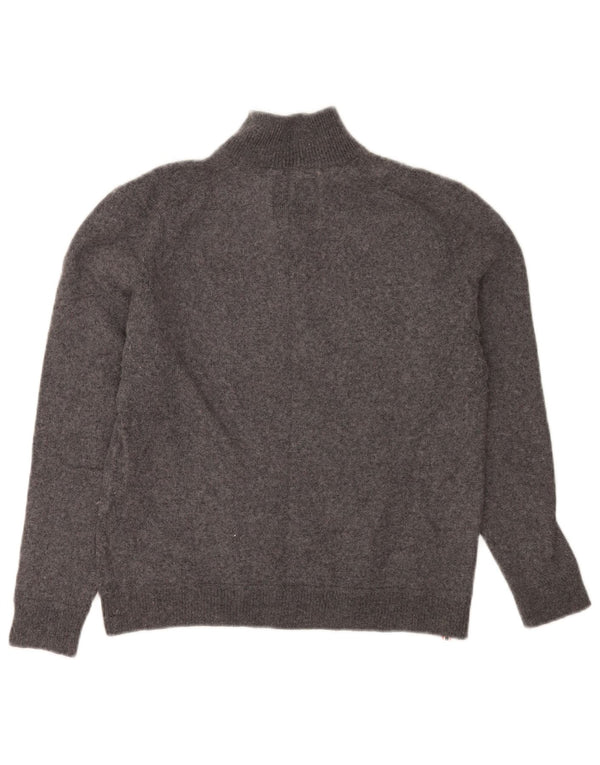 Suéter feminino Superdry com decote em zíper UK 18 XL lã cinza