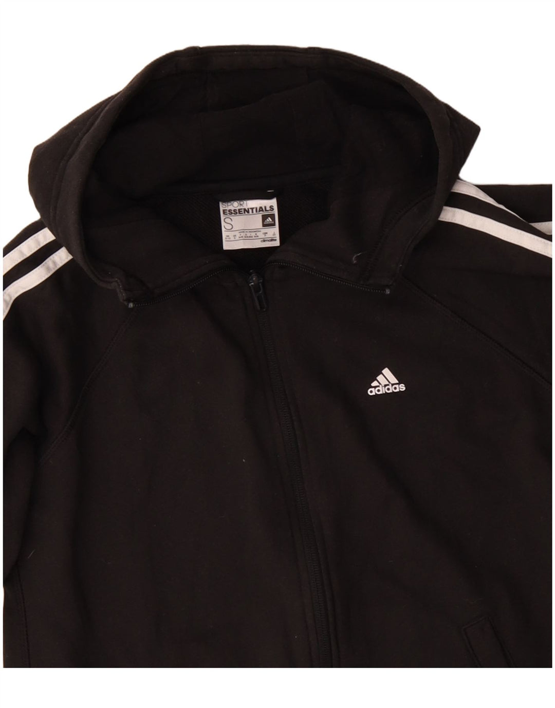 Adidas Womens Climalite Zip Hoodie Sweater UK 8/10 Pequeno Algodão Preto
