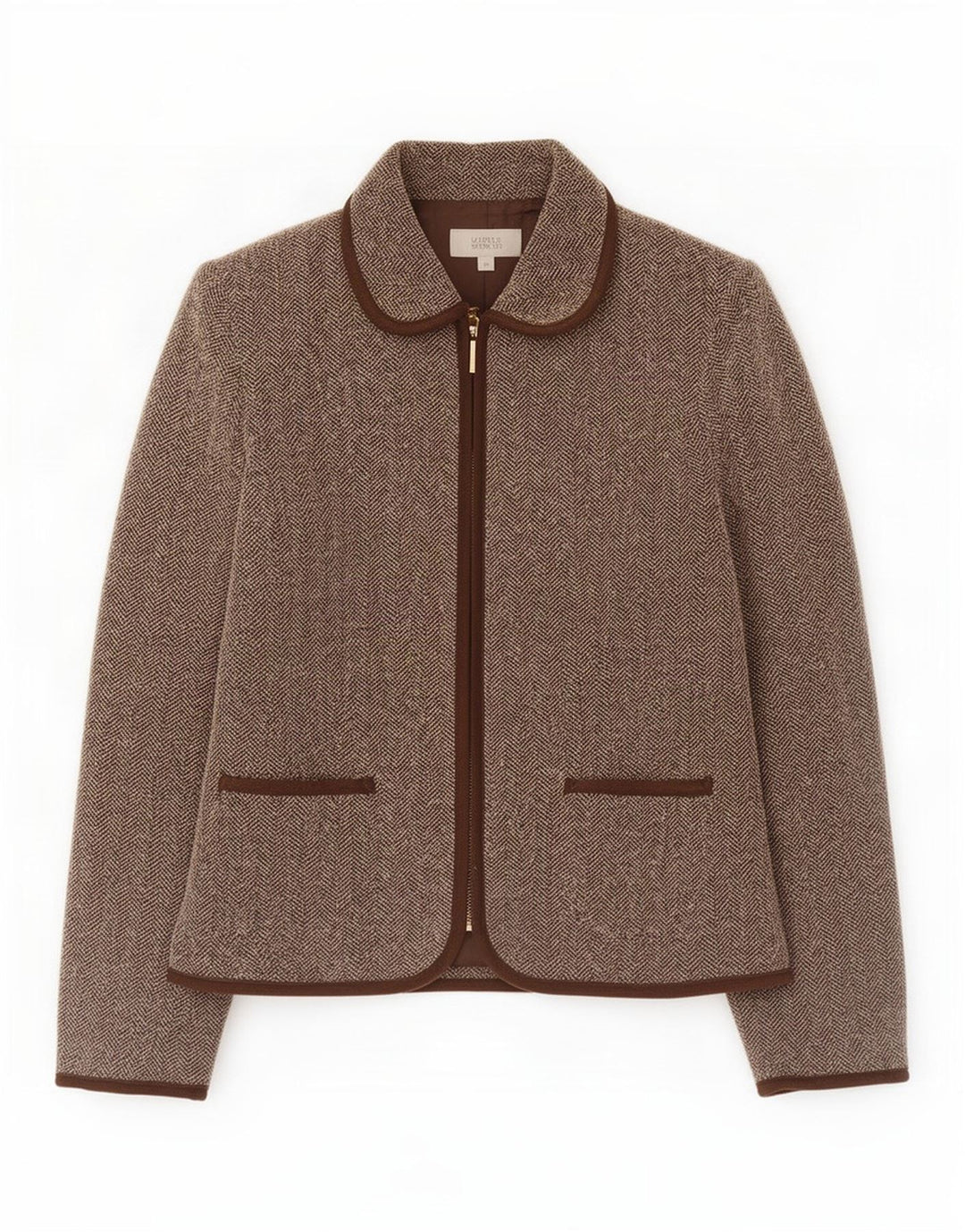 Jaqueta blazer feminina Marks & Spencer Reino Unido 10 pequena espinha de peixe marrom