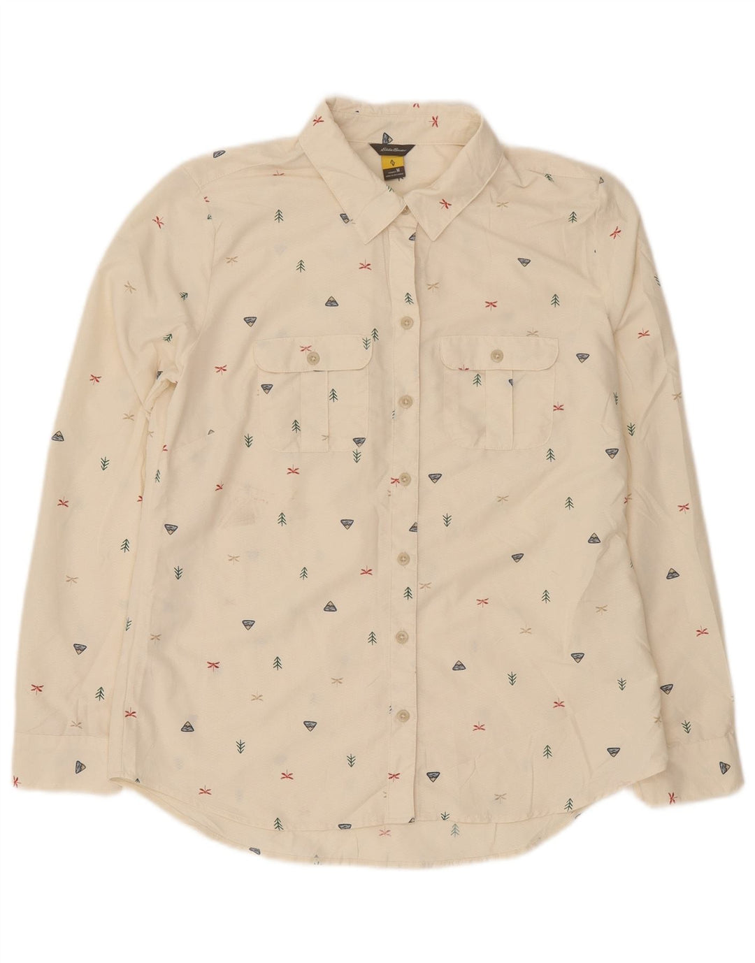 Camisa feminina Eddie Bauer Reino Unido 14 médio esbranquiçado manchado