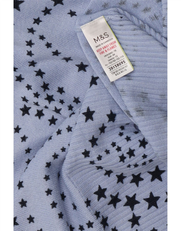 Suéter feminino Marks & Spencer com decote em V Reino Unido 16 grande azul