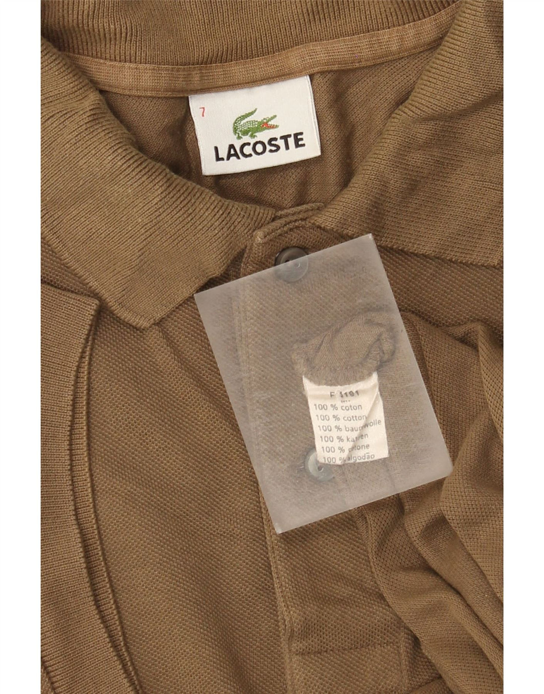 Camisa polo masculina Lacoste tamanho 7 2XL algodão marrom