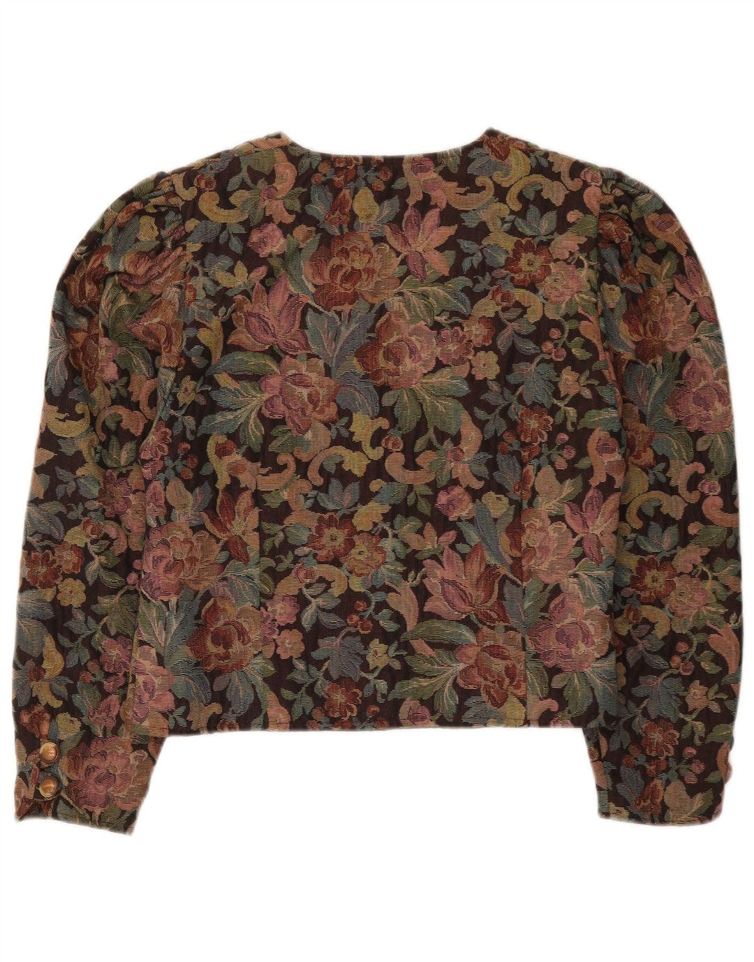 Jaqueta blazer vintage feminina UK 12 médio floral multicolorido