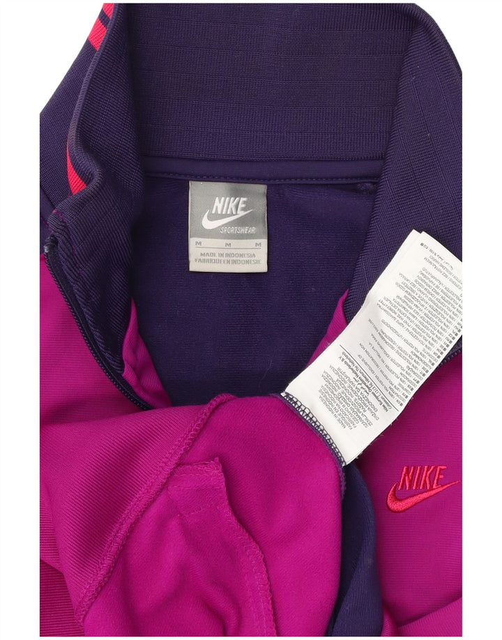 NIKE Womens Tracksuit Top Jacket UK 12 Médio Roxo Colourblock Poliéster