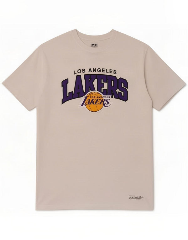 Mitchell & Ness Mens Los Angeles Lakers Camiseta gráfica Top Grande Branco