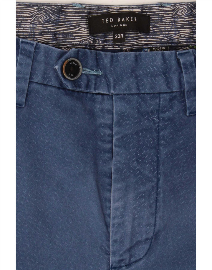 Shorts Chino Masculino Ted Baker W32 Algodão Geométrico Azul Médio