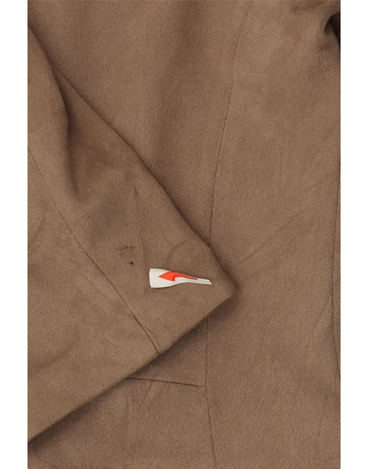 Cardigan feminino Zara manga 3/4 UK 14 poliéster bege médio