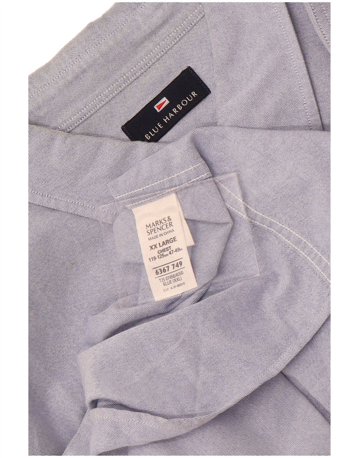 Camisa masculina de manga curta Marks & Spencer 2XL algodão azul
