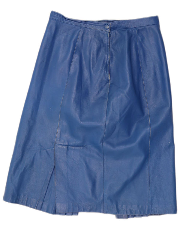 Saia feminina de couro VINTAGE IT 44 médio W28 couro azul