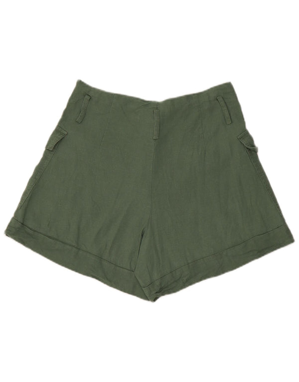 Shorts cargo feminino Zara pequeno W26 linho verde