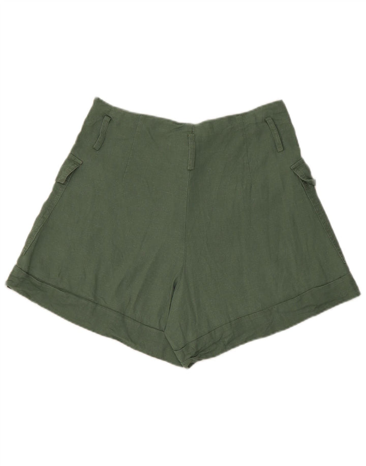 Shorts cargo feminino Zara pequeno W26 linho verde