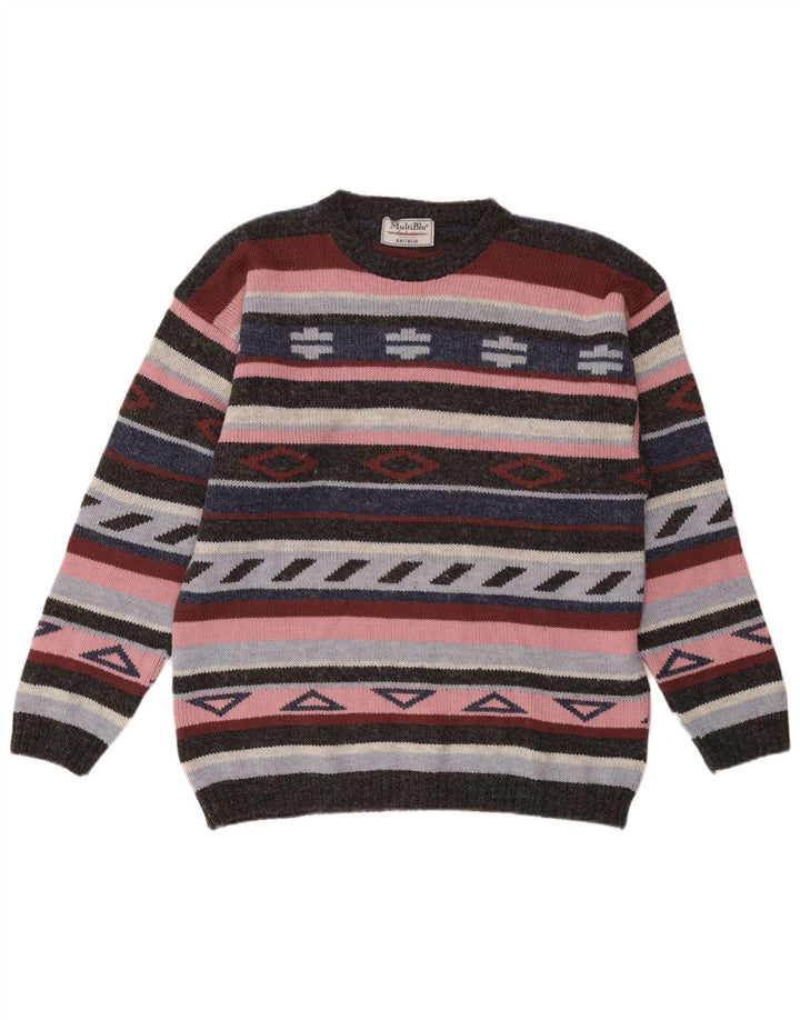 Suéter feminino MULTIBLU com gola redonda UK 18 XL multicolorido asteca