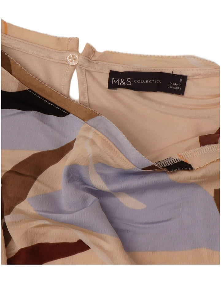 Camiseta feminina oversized MARKS & SPENCER UK 8 pequena bege geométrica