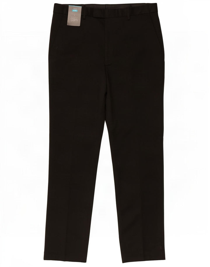 Calça masculina de ajuste regular Marks & Spencer W34 L33 poliéster preto