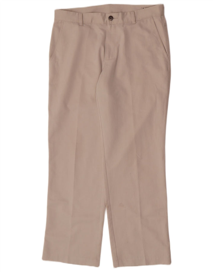 Adidas Mens Straight Chino Calças W32 L30 Poliéster Bege