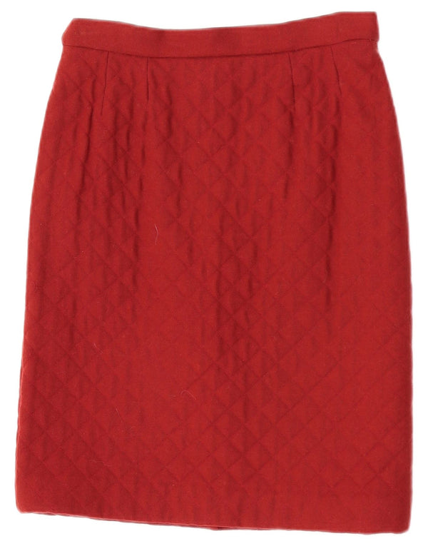 Saia lápis acolchoada de cintura alta feminina vintage UE 38 médio W27 vermelho