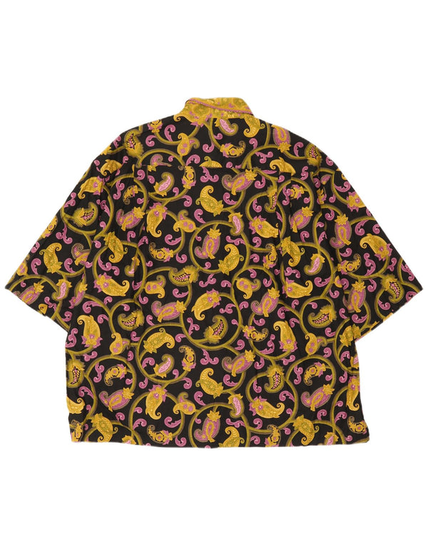 Camisa masculina vintage de manga curta XL algodão paisley preto