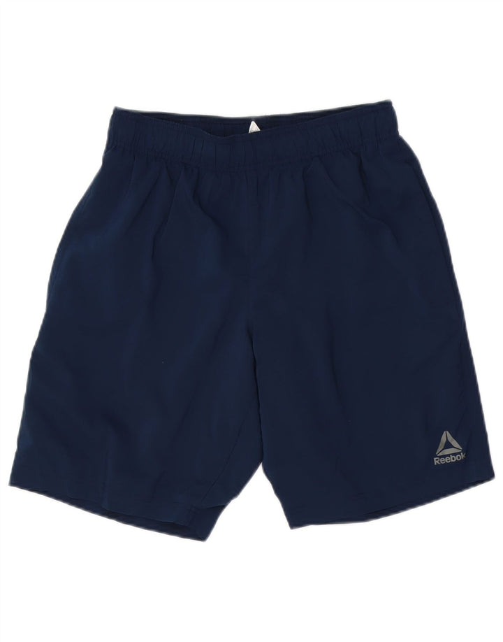 Shorts esportivos masculinos Reebok pequeno poliéster azul marinho
